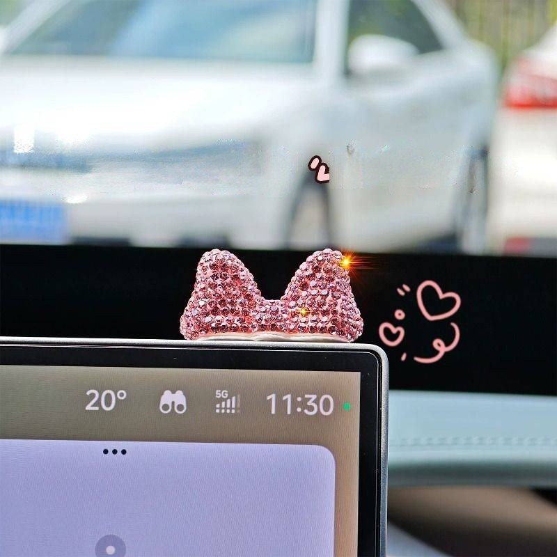 Diamond Bow Car Small Ornaments Car Screen Ornament Suitable for Xiaomi Yu7su7 Car Interesting Decor
