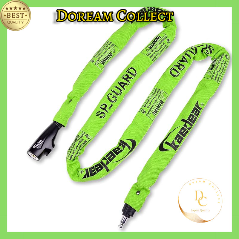 Kaedear Bike Lock Chain Lock with Key, Length 2000mm, Square Chain Diameter 6mm, High Durability Cyl