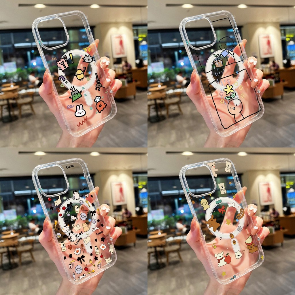 Magnetic เคสมือถือ For Samsung A56 A55 S25 Ultra A54 A07 A17 A06 A36 A16 A37 A57 A15 S26 Ultra A26 S24 A07 การ์ตูนน่ารัก
