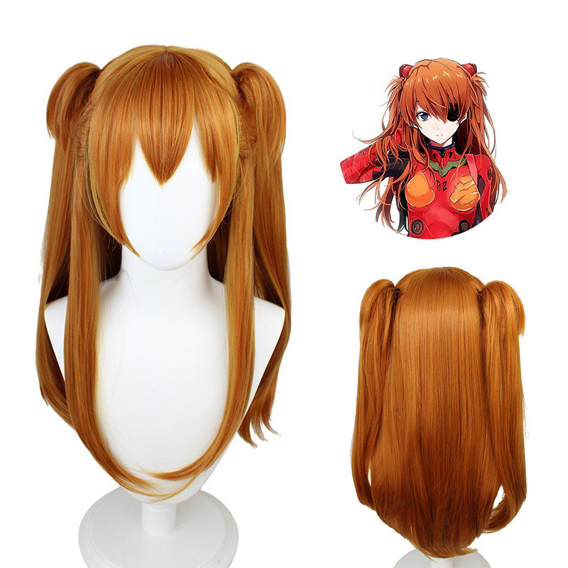 eva新世纪福音战士假发 明日香cos假发橙色双马尾虎口夹假发260507 EVA Neon Genesis Evangelion Wig Asuka Cosplay Wig Orange Doubl