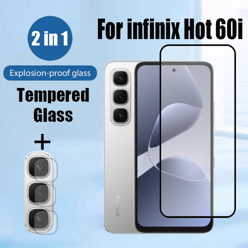 2 in 1 infinix Hot 60i กระจกนิรภัยป้องกันหน้าจอสําหรับ infinix 50 Pro 40 40i 30 30i 4G Free Fire & เ