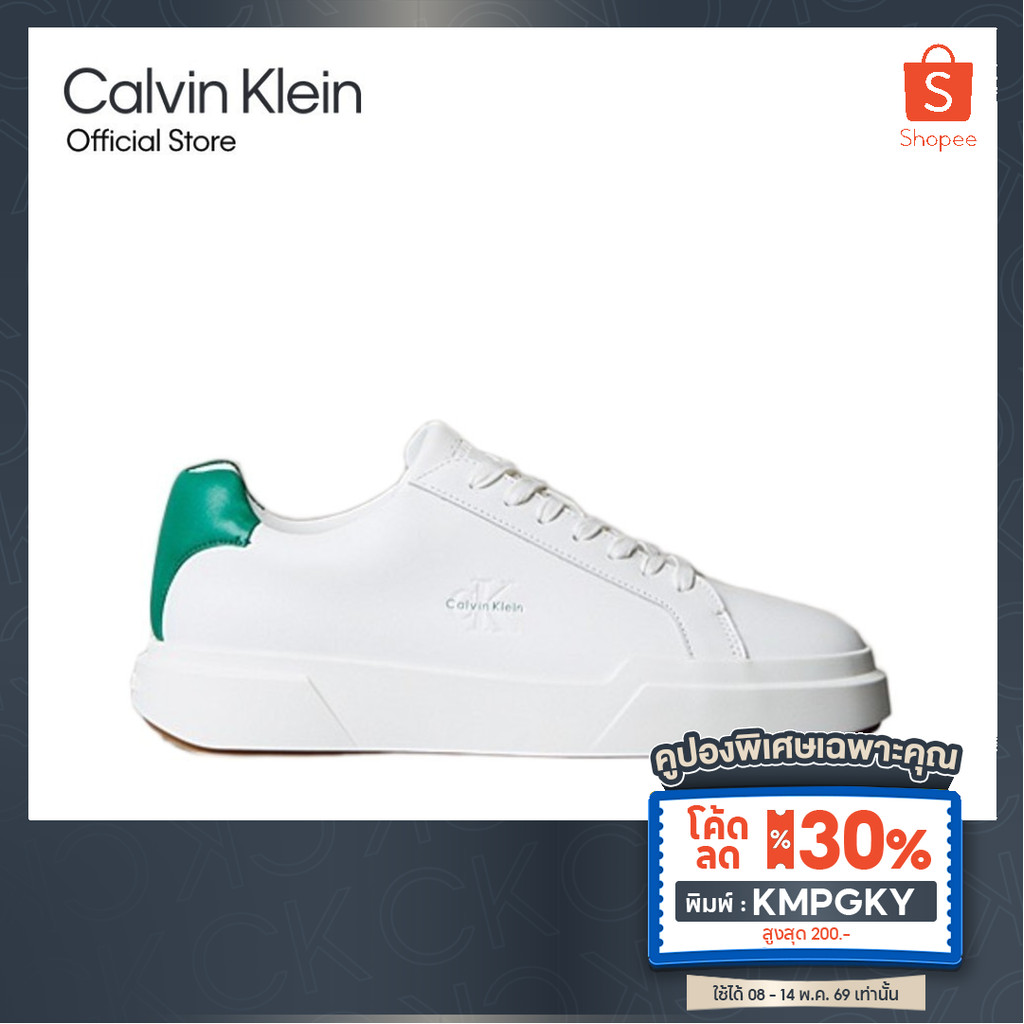 [ลด30%พิมพ์ KMPGKY] CALVIN KLEIN รองเท้าผ้าใบผู้ชาย Leather Durable Traction Trainers Sneakers รุ่น 