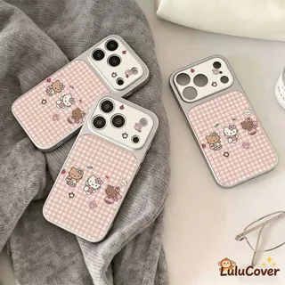 ตารางสีชมพูน่ารัก Hello Kitty หนังสําหรับ OPPO Reno 15C 15F 15 Pro Max Mini 14F 14 13F 13 12F 12 FS 11F 11 10 9 Pro Plus 5G 4G ง่ายแมวหวานหญิง