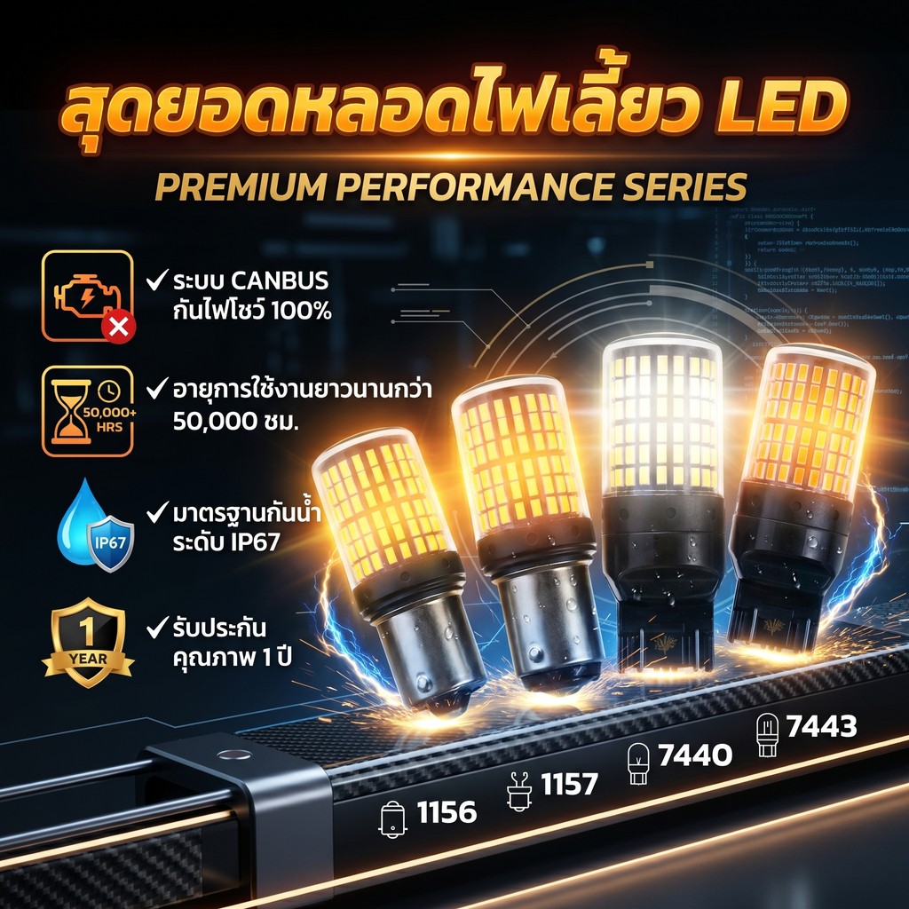 [1 ชิ้น] หลอดไฟเลี้ยว ไฟเบรค LED 144 ชิป 12V สว่างตาแตก ขั้ว 1156 1157 T20 7440 7443 สำหรับมอเตอร์ไซ