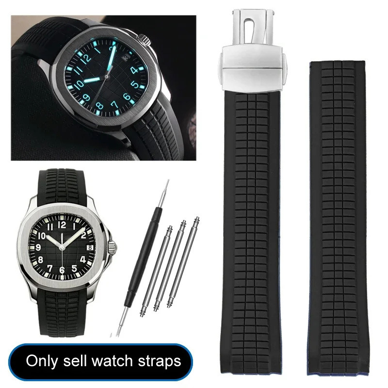 Curved End Rubber Silicone Watchbands for Patek PP Philippe Aquanaut 5167A 5164A 5168A Watch Band St