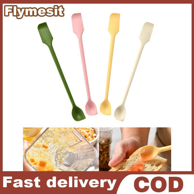 Flymesit 1 ชิ้นซิลิโคนไม้พายทนความร้อนยาว Dual-Ended Scraper พร้อมช้อน Jam ไม้พายครัว Gadget อุปกรณ์ครัว EN