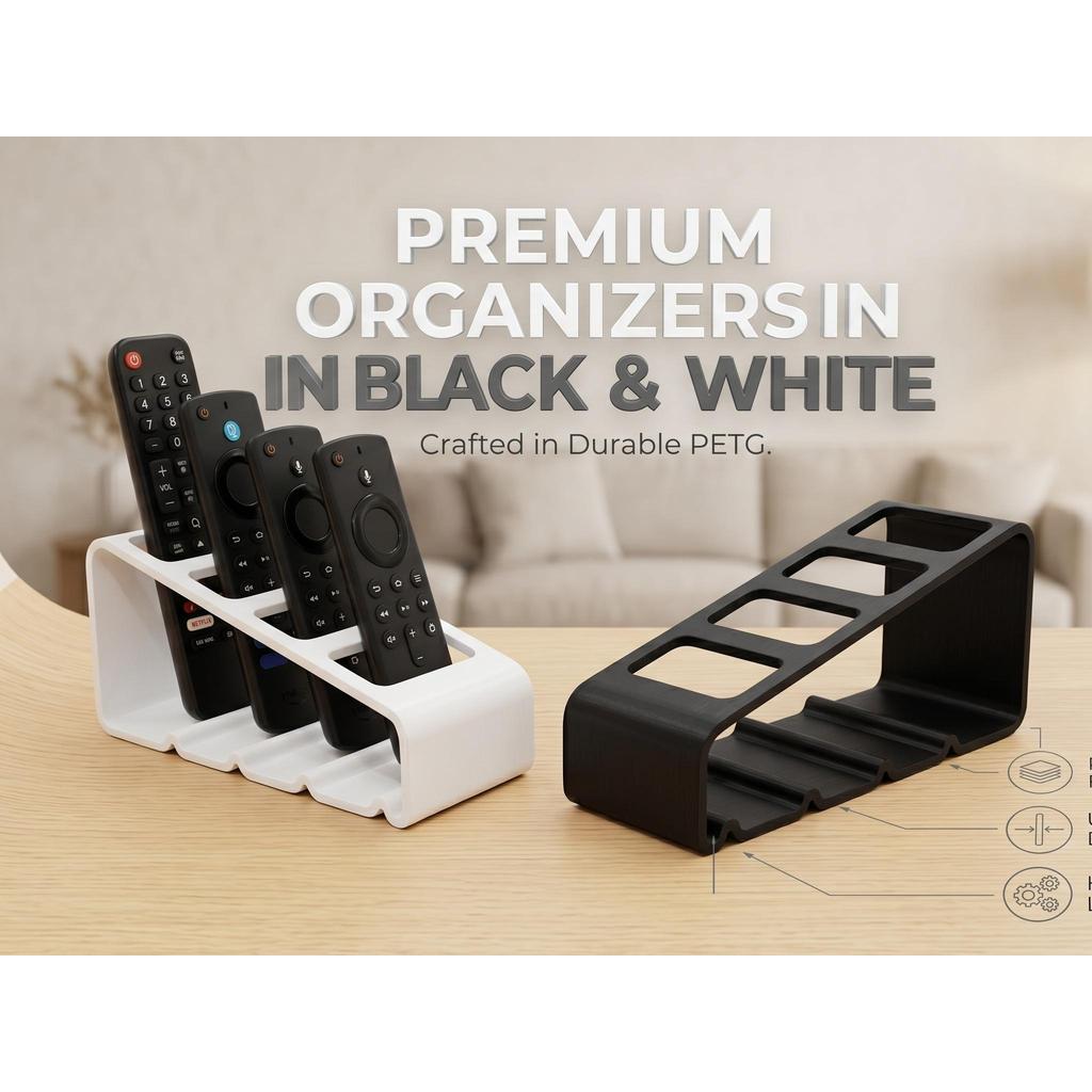 Remote Control Organizer (3D-Printed) - MultiRemote Stand เหมาะกับ A/C, TV, & Media Players (BLACK &