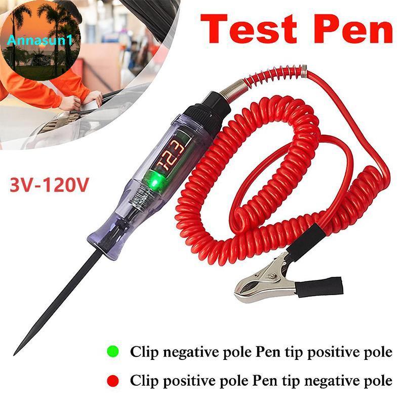 Annasun จอแสดงผลดิจิตอล 3V 120V ปากกาทดสอบแรงดันไฟฟ้าพร้อมโพรบทดสอบยาวสําหรับการทดสอบวงจรที่มีประสิทธิภาพในรถยนต์บ้านและสํานักงาน TH