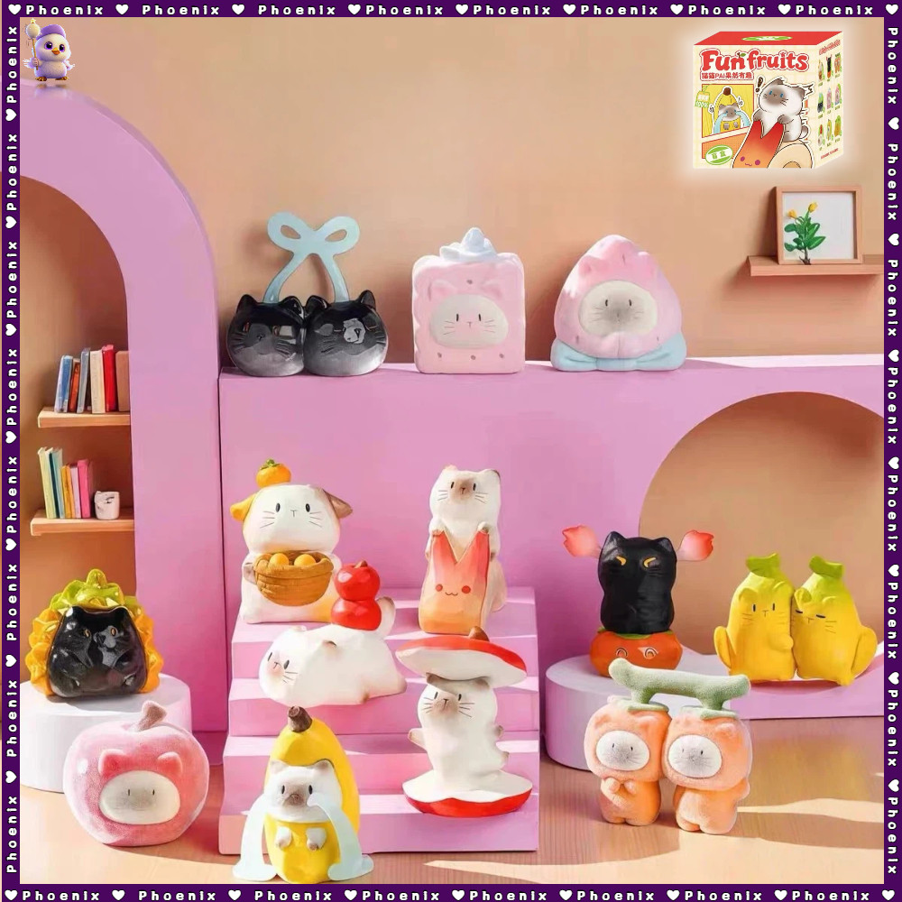 Cat Pal Fun Fruit Series กล่องตาบอด,เครื่องประดับรูปแมวกล่องลึกลับ,ตกแต่งเดสก์ท็อปรุ่น Meow น่ารัก ﻿