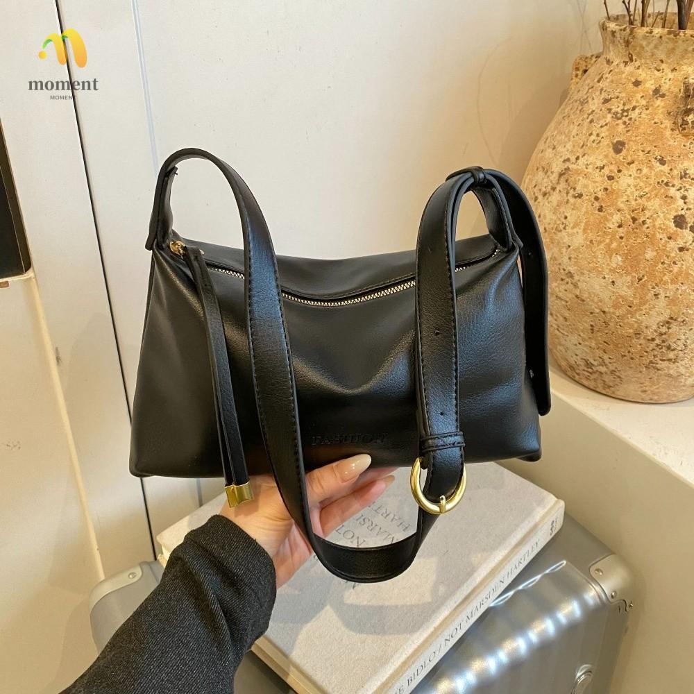 MOMENT Underarm Bag, Casual Retro Women Crossbody Bag, Fashion PU Leather Large Capacity Versatile S