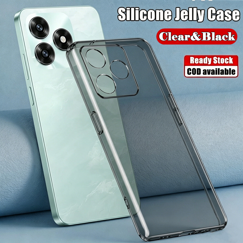 สําหรับRealme C63 RMX3939 นุ่มโปร่งแสงซิลิโคนสีดํายืดหยุ่นกันกระแทกTPUคริสตัลใสผิวScratch-resistant 