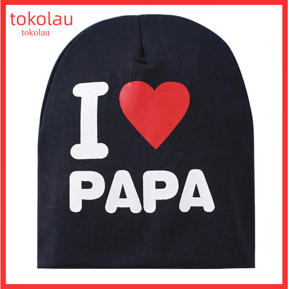 I Love Mama/Papa Letter Print Baby Boy Girl Beanie Cap Elastic Outdoor Skull Hat