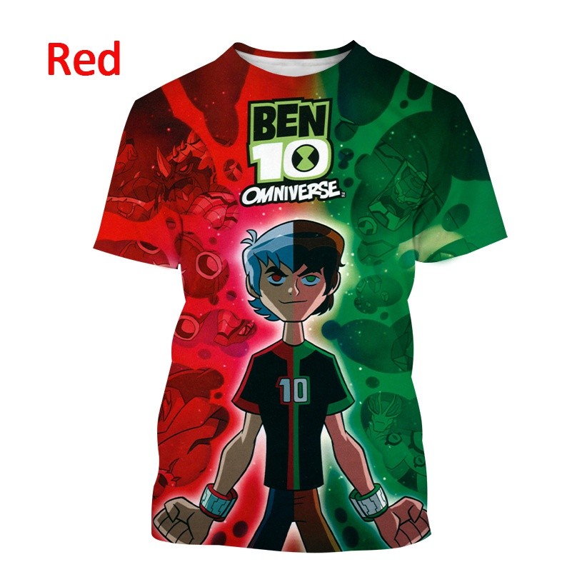 เสื้อยืดแขนสั้นรอบคอแบบ-cartoon-Ben-10-Omniverse-สำหรับเด็ก