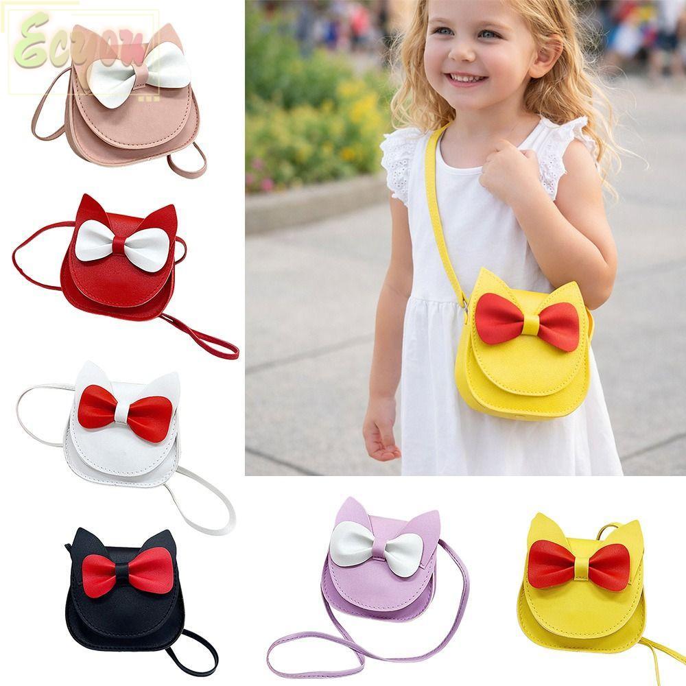 ECYOU Kids Crossbody Bag, Princess Cartoon Mini Shoulder Bags, Portable Bow Kids Small Bag Children
