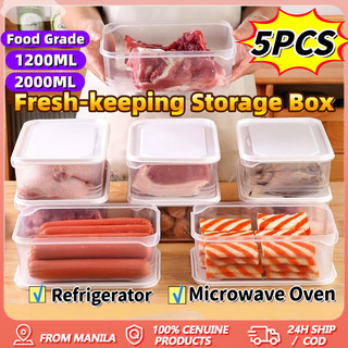 5PCS Food Storage Box Refrigerator Organizer Microwave Safe PP Keep Fresh Kitchen Container Set
