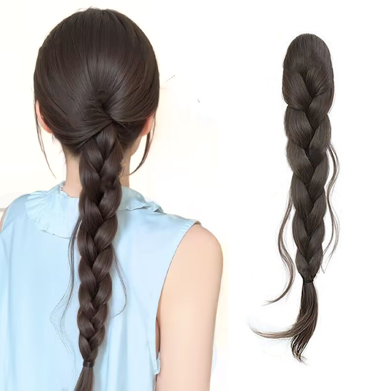 วิกผม Braids วาด Fishtail Braids Low Tie Lazy Clamping Twist Braids ยาว Braids หางม้า