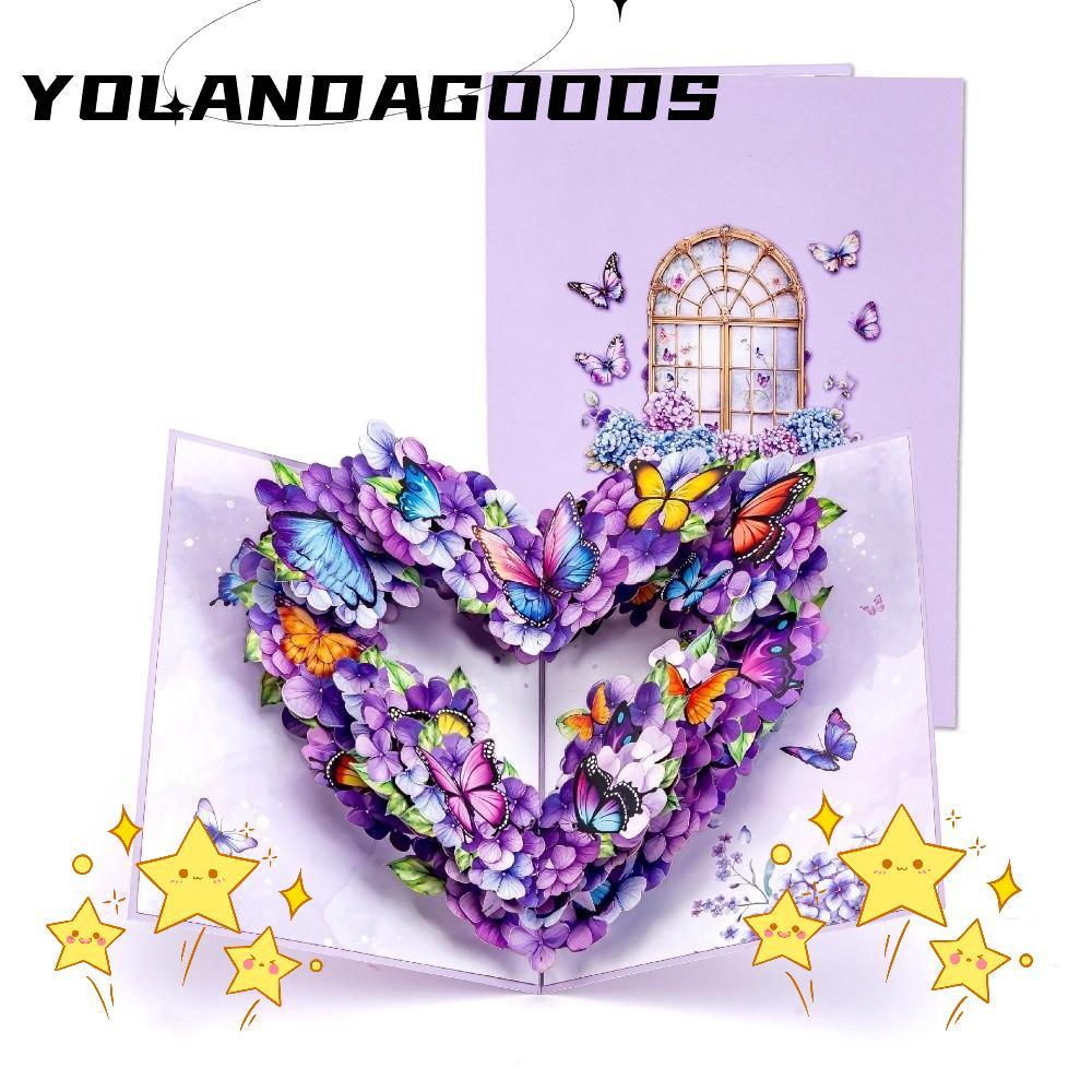 โปสการ์ด YOLA Love, ธีมโรแมนติก Pop-Up กลไก Pop Up Card, Creative Heart Shape Handmade Craft Anniver
