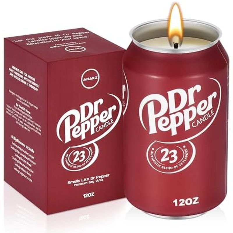 Doctor Pepper Candle - Smells Like the Real Soda - Cute Candles for Cool Gifts - Funny Candles for A