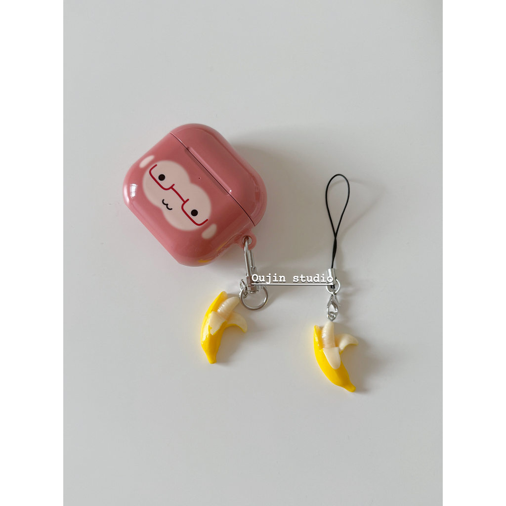 Ins สไตล์ Creative Banana Shape พวงกุญแจกระเป๋า airpods จี้โทรศัพท์มือถือจี้อินเทรนด์ Play Niche