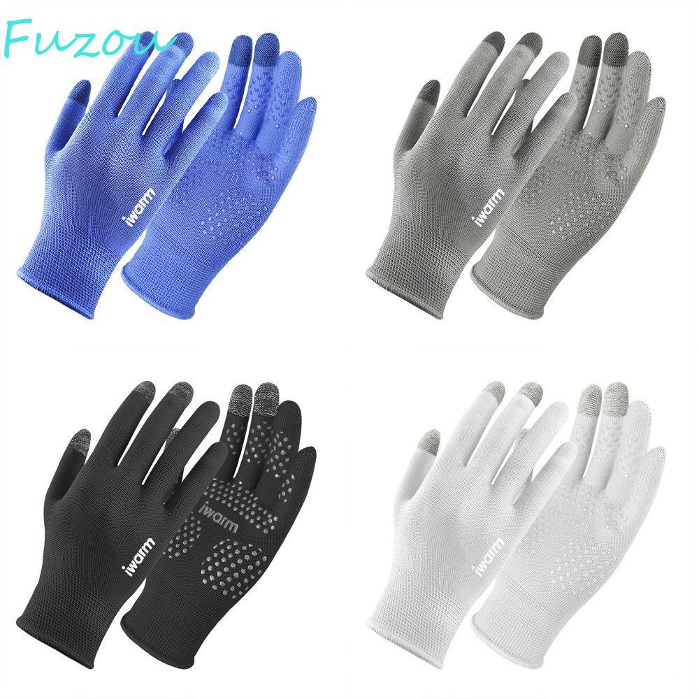 FUZOU ถุงมือผู้ชายถุงมือบางสําหรับผู้ใหญ่ขับรถกลางแจ้ง Anti UV Five Fingers เกาหลี Mittens