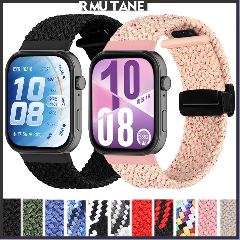 สายรัดไนลอนสำหรับ for Huawei Watch Fit 5 4 3 / 5 Pro / 4 Pro อุปกรณ์เสริมสายรัดข้อมือไนล่อนถักขัดมือแม่เหล็กปรับได้
