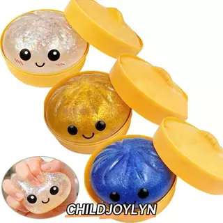CHILDJOYLYN เกี๊ยวของเล่น Squishy, Glitter พร้อม Steamer ซาลาเปายัดไส้นึ่ง Squishy Pinch Le, Soft Fidget Slow Resilience Stress Relief Sensory Ball สําหรับบรรเทาความเครียดความวิตกกังวล