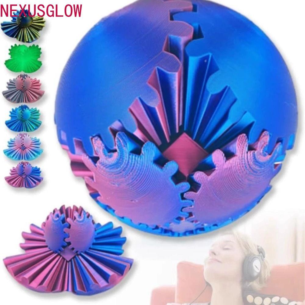 NEXUSGLOW 3D พิมพ์เกียร์ Ball, ผ่อนคลายน้ําหนักเบา 3D Gear Ball, ของเล่นเด็กสะดุดตา Sensory Gear Sphere Deformation Spin Ball เครื่องประดับ
