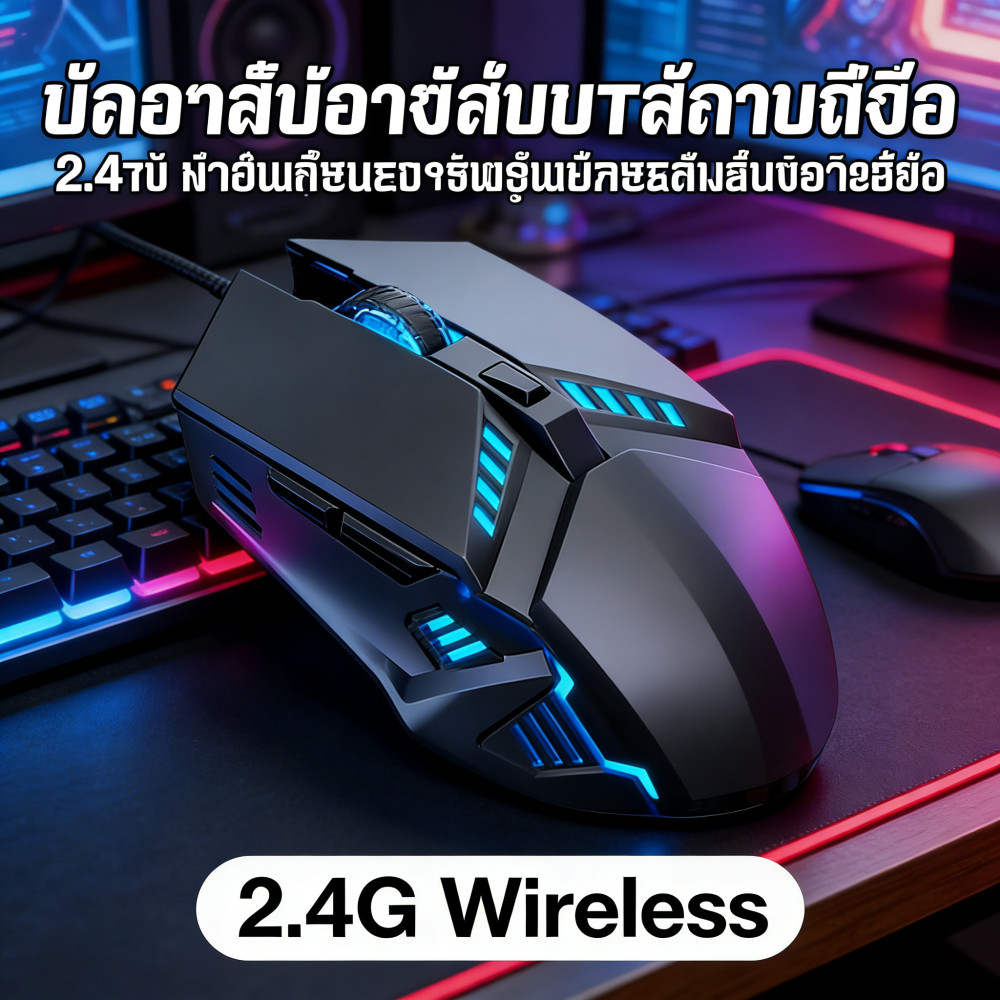ม้าเชิงกลมีสาย อุปกรณ์คอมพิวเตอร์ อินเทอร์เฟซ USB 7 สีไฟ ม้าหกปุ่ม E-Sport Gaming Mouse