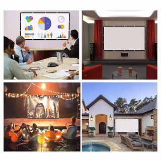 [จัดส่งรวดเร็ว] 16: 9 Projector Screen 4K 60/80/100/120 นิ้วจอแสดงผล HD แบบพกพาโฮมเธียเตอร์สำนักงานหน้าจอการฉายกลางแจ้ง