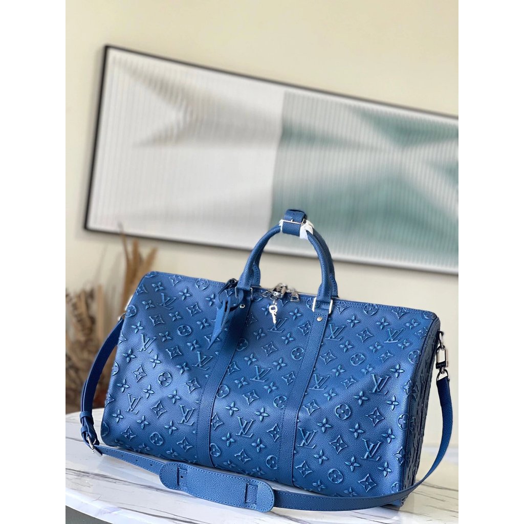 Louis Vuitton Blue KEEPALL 50 กระเป๋าเดินทาง Keepall 50 กระเป๋าเดินทาง กระเป๋าเดินทาง Duffel กระเป๋า