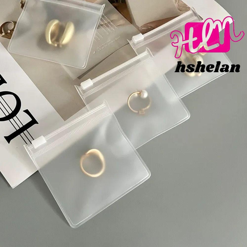 HHSHELAN 5 ชิ้นถุงบรรจุภัณฑ์เครื่องประดับ,ถุงซิปใสกันน้ํา,DIY Handmade Moisture-proof EVA Frosted สร้อยคอสร้อยข้อมือจัดเก็บ