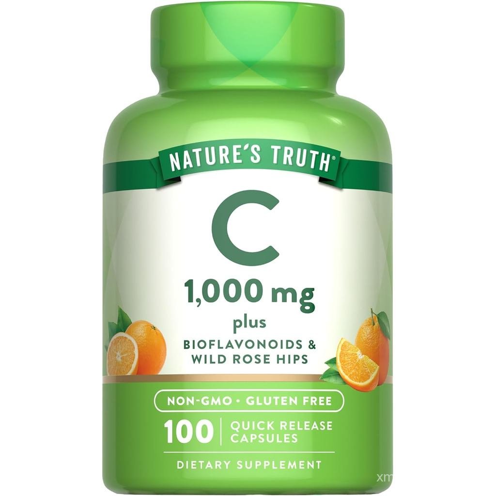 Natures Truth วิตามินซี 1000มก | 100 แคปซูล | กับ Wild Rose Hips & Bioflavonoids | ไม่ใช่จีเอ็มโอ & อาหารเสริมกลูเตนฟรี