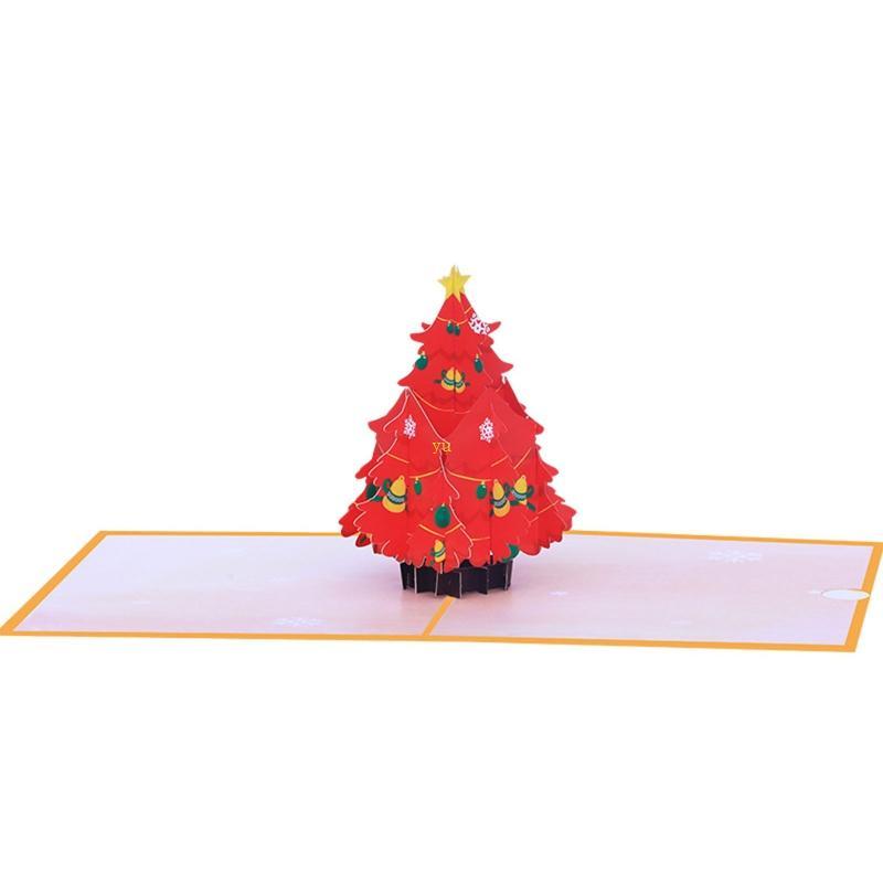 Yu 3D การ์ดคริสต์มาส Xmas สําหรับ Pop Up การ์ดต้นคริสต์มาสสีแดง Handmade Greeting Car