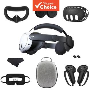 Head Strap and Hard Carrying Case for Meta Quest 3/ Quest 3S/ ，Travel Storage Bag with Silicone Face Cover & Lens Protector & 7 in 1 VR Accessories