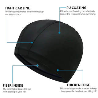พร้อมส่ง หมวกว่ายน้ำ PU ผ้าแห้งเร็ว เด็กกับผู้ใหญ่ใส่ได้ Swimming Caps 4สี