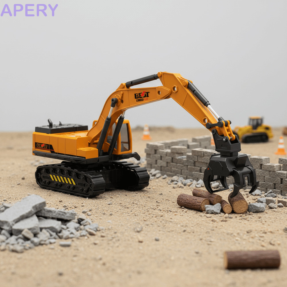 APERY วิศวกรรม Diecast Crane, รถยกรุ่น Inertial วิศวกรรม Diecast Bulldozer, มินิสีเหลืองพลาสติก Cons
