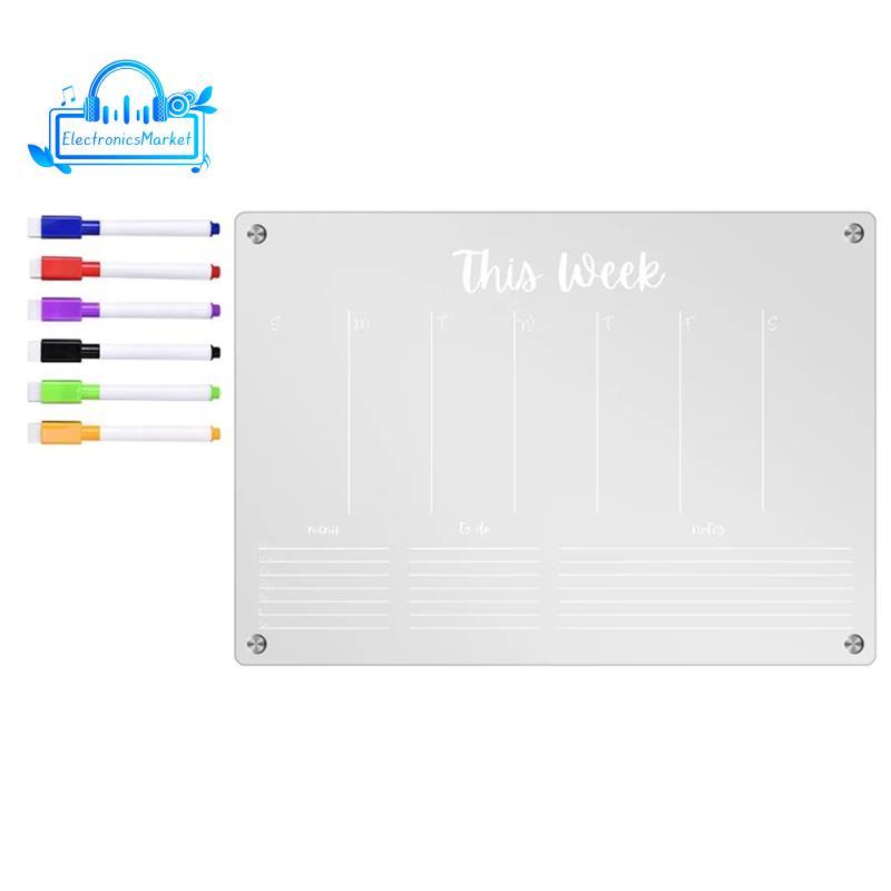 [โปรโมชั่น E]Planner Weekly Clear Magnetic Calendar Board Weekly Plan Notepad Magnetic ตู้เย็นสติกเก
