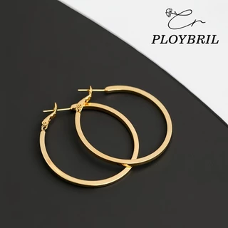 PLOYBRIL เดรช เข็มเงินวงกลมเรขาคณิตต่างหูโลหะยุโรปและอเมริกาโอ้อวดออกแบบต่างหู E083