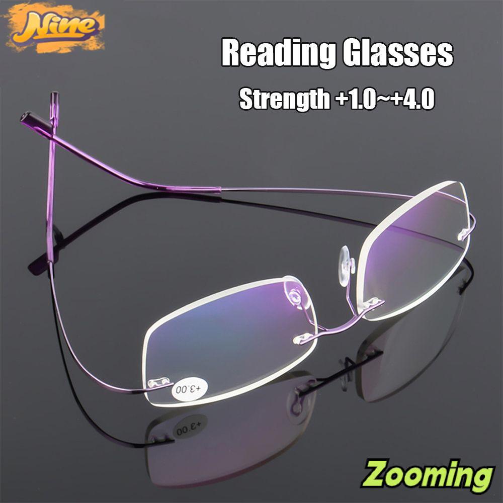 ZOOMING Memory Titanium Glasses ยืดหยุ่น ไร้ขอบ สำหรับการดูแลสายตา