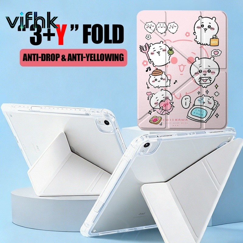 TRI Trifold + Y-Type Design, เคส iPad คุณภาพดีที่สุด, เข้ากันได้กับ Chiikawa iPad 2020/21/22 - Pro 1