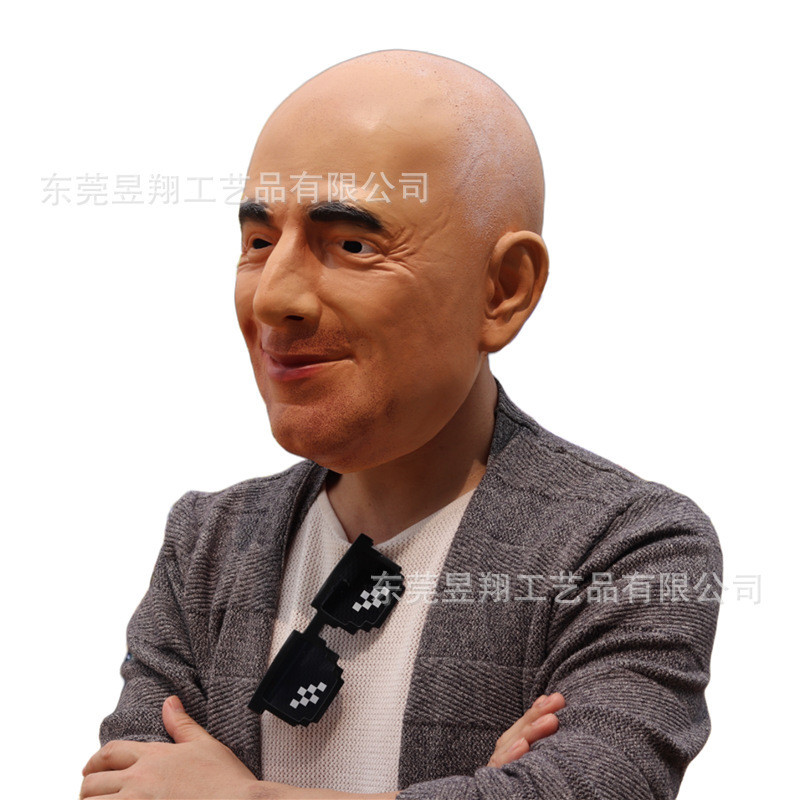 หน้ากากชายชราตลก Boss Jeff Bezos หมวกตลกตลกผู้ใหญ่ Full Face Bald Latex หน้ากากตลก