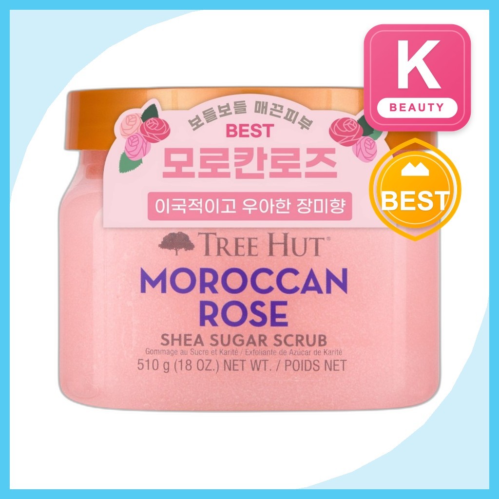 [tree hut] Shea Sugar Body Scrub Moroccan Rose, 510g, 1pc / Korean Body Scrub / Exfoliating Sugar by