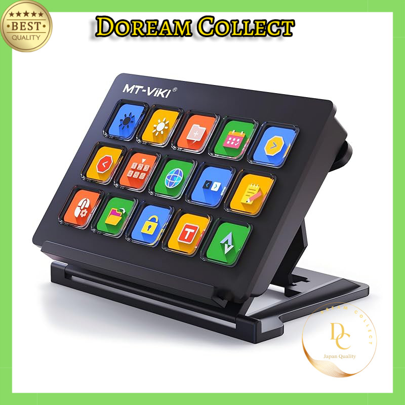 MT-VIKI Stream Controller (with 3PCS Stickers and Skin), 15 Customizable LCD Keys, for Trigger Actio