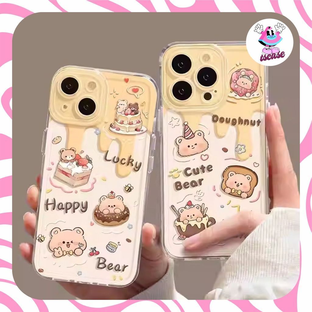 BEAR ANGEL EYE PRINTING กรณี oppo Reno realme 7 5g a17 a57 2022 a58 4G a15 a16 a16k a16e a1k c2 a31 
