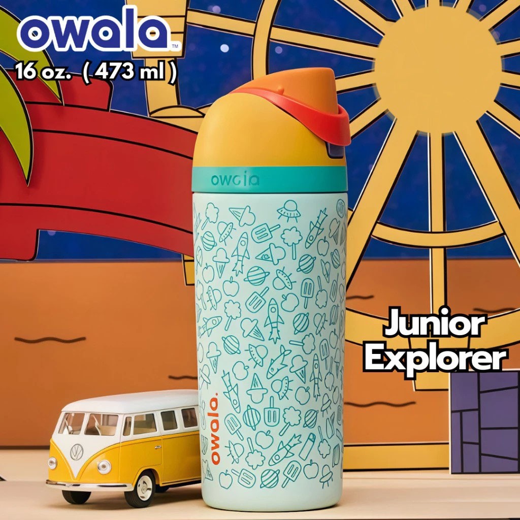 Owala Freesip 16oz ขวดน้ำเด็ก เก็บเย็น24ชม. กันรั่ว100% ฟางนิ่มปลอดภัย BPA-Free