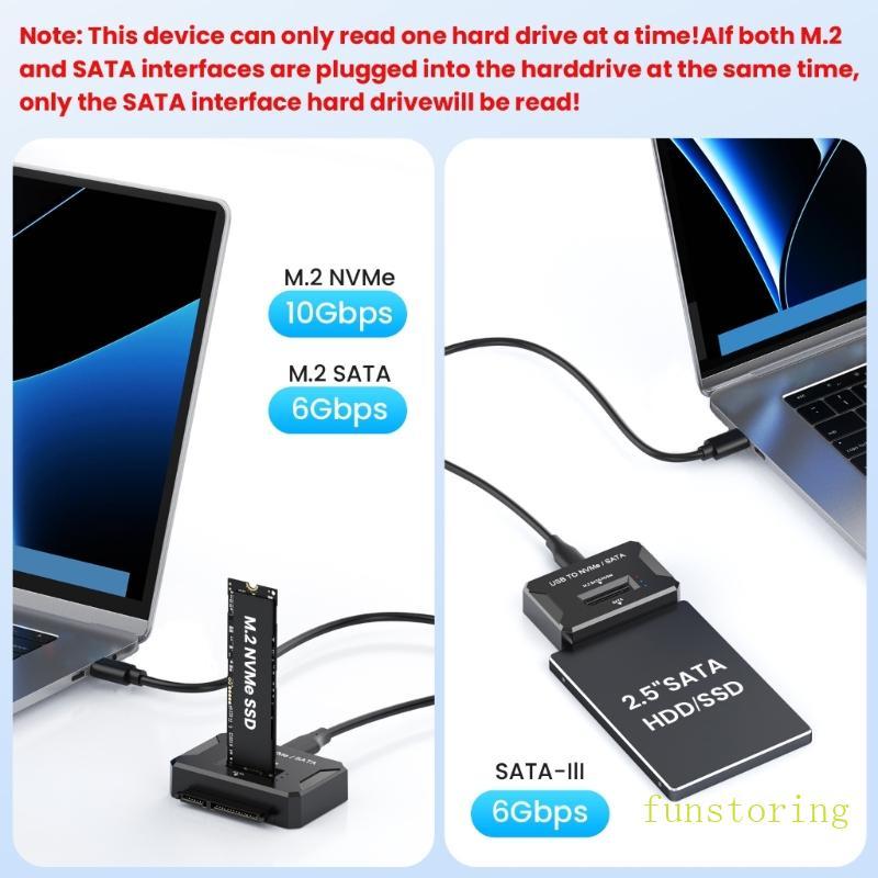 FUN Portable M 2 กล่องใส่ไดรฟ์สําหรับ NVMe และไดรฟ์ Plug and Play Design เข้ากันได้กับหลายระบบ
