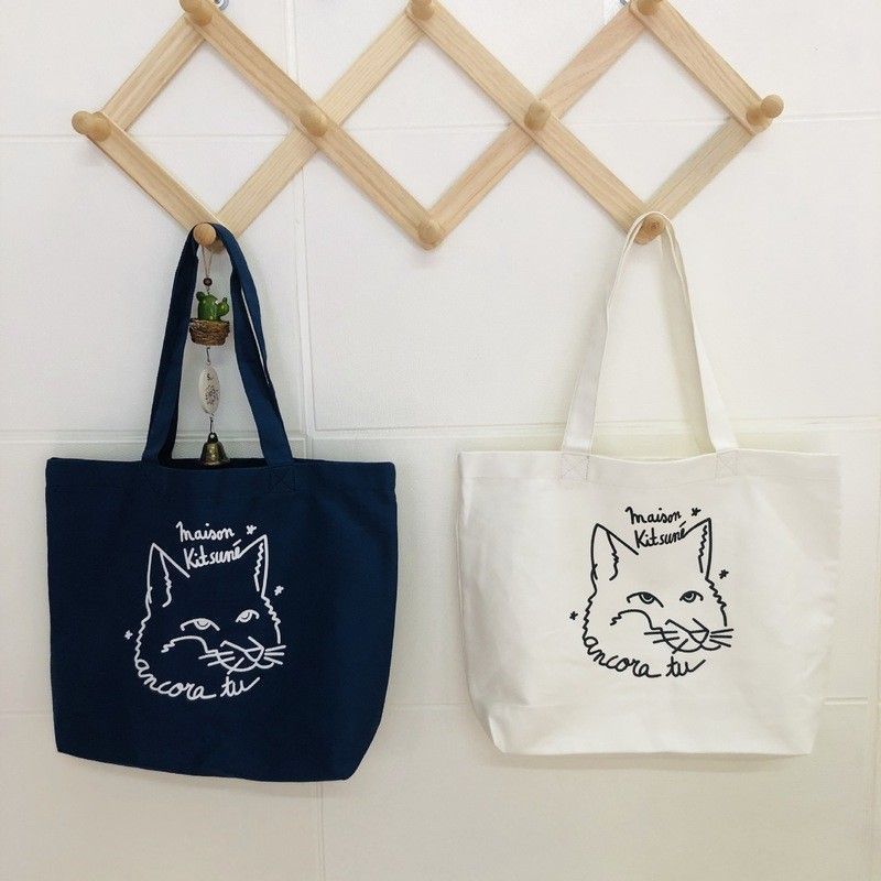 Japanese-style trendy white canvas shoulder bag tote bag