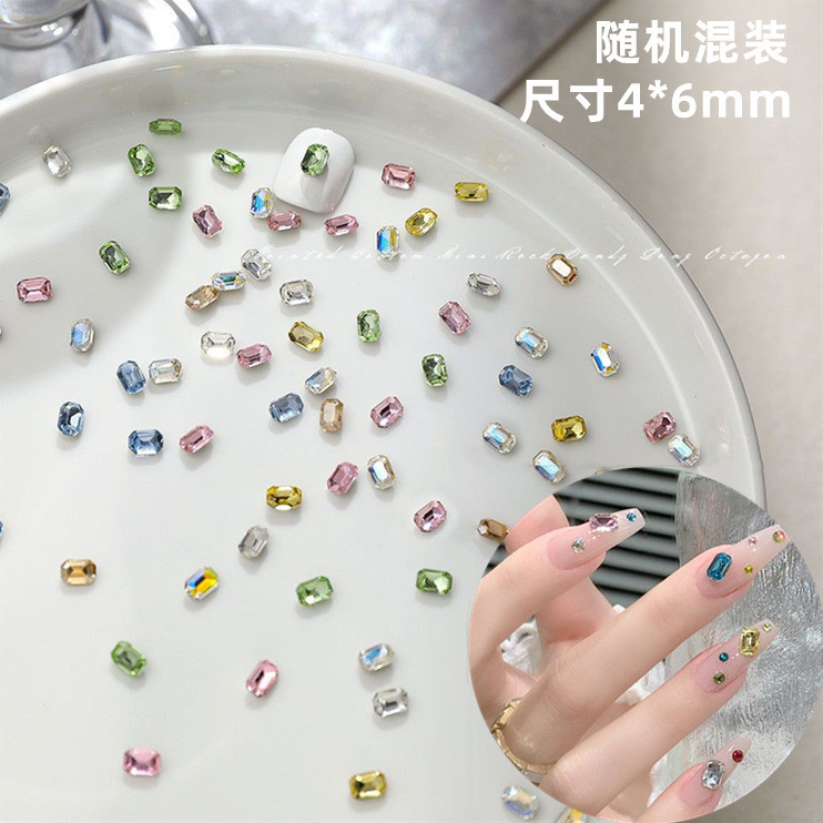 20 เพชรสี่เหลี่ยมแต่งเล็บเพชรลิงน้อยมินิที่มีสีสันแปดเหลี่ยมผสมด้านล่างแหลมเพชรรูปทรงพิเศษ ผู้มีอิทธิพล เล็บ