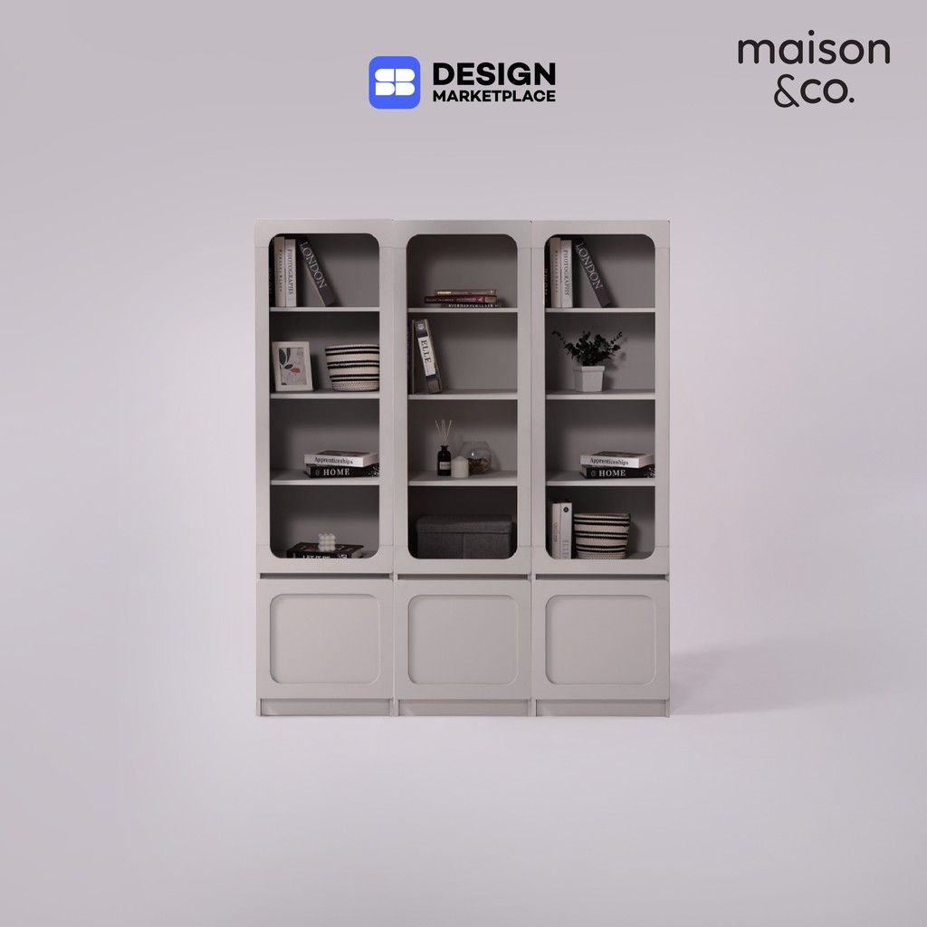 SB Design Square ชุดตู้โชว์  ขนาด 150 ซม.  รุ่น Solla สีเทาอ่อน  แบรนด์ MAISON&CO.