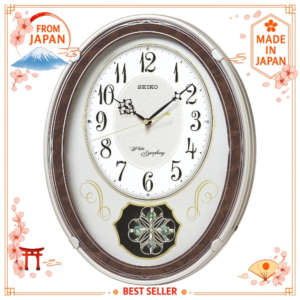 Seiko Clock Wall Clock Melody Clock Radio Analog Karakuri Triple Selection Melody Decorative Pendulum Christmas Song Others Light Gold Pearl AM259B nmshop